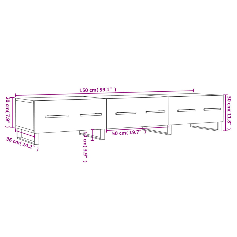Tv-Meubel 50X36X30 Cm Bewerkt Hout Betongrijs