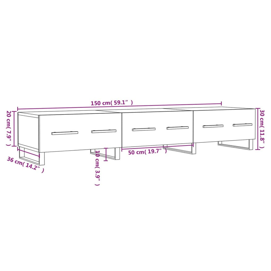 Tv-Meubel 50X36X30 Cm Bewerkt Hout Eikenkleurig Grijs sonoma