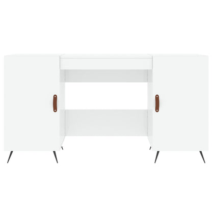 Bureau 140X50X75 Cm Bewerkt Hout Hoogglans Wit