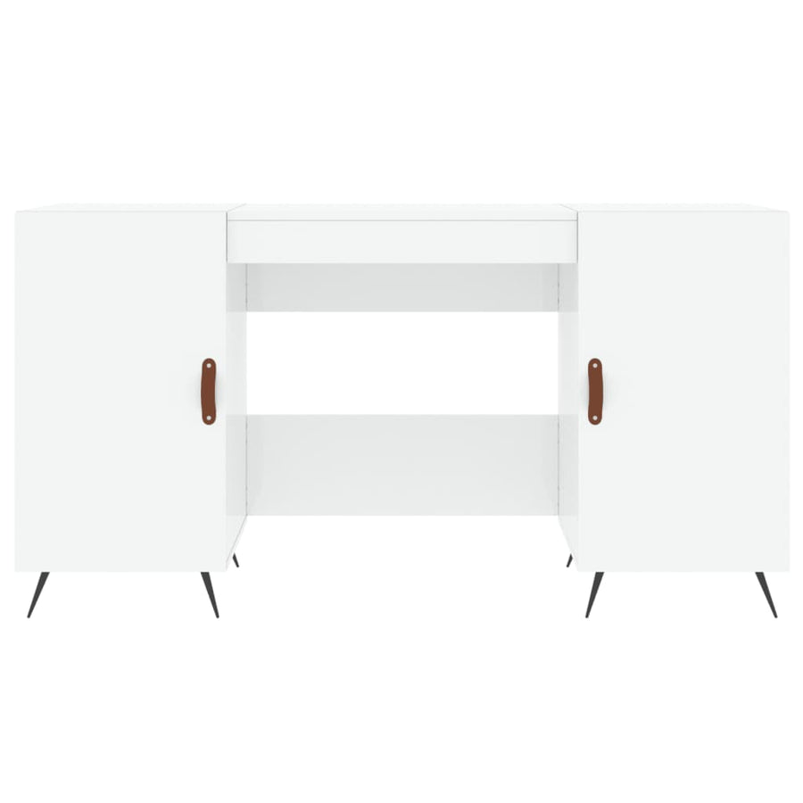 Bureau 140X50X75 Cm Bewerkt Hout Hoogglans Wit