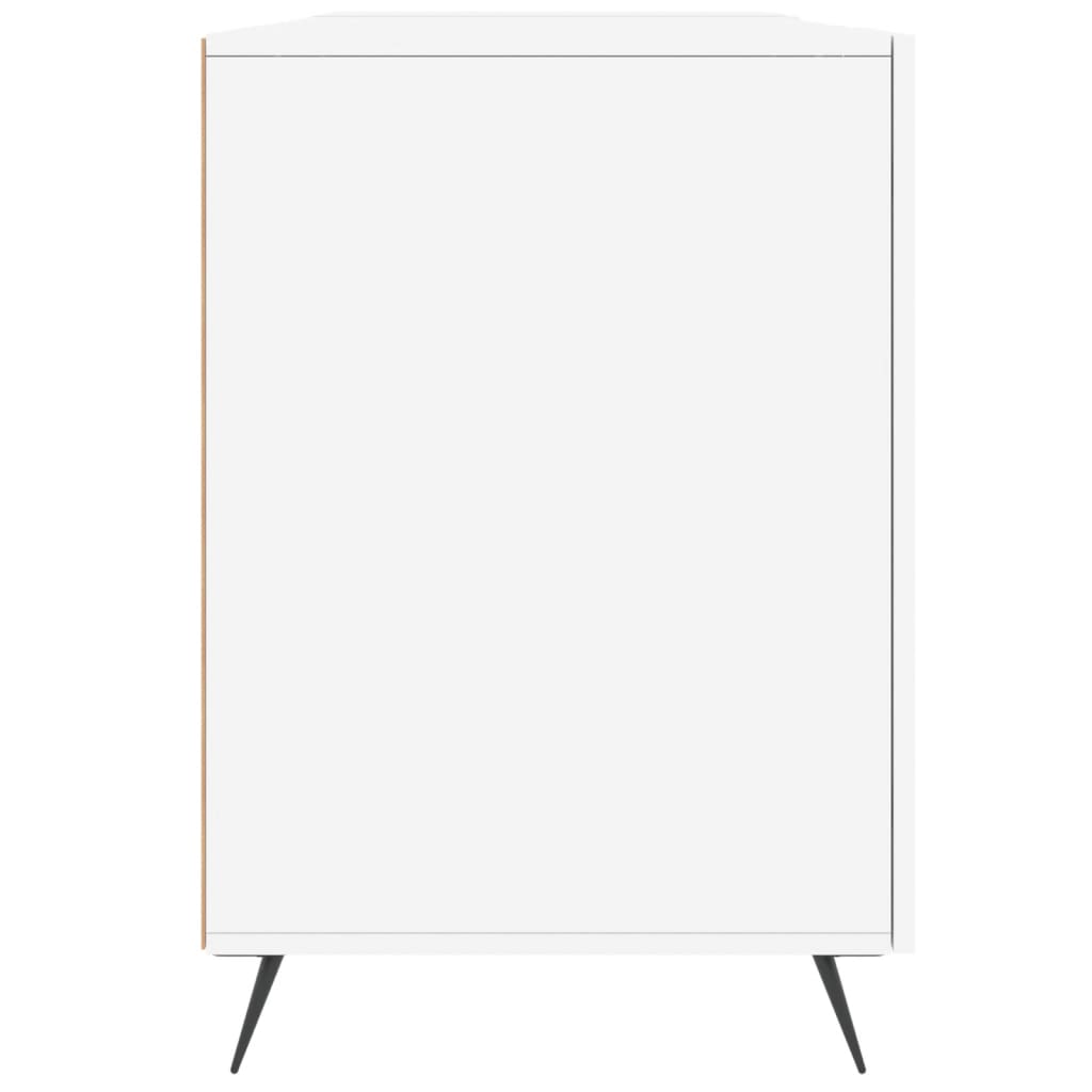Bureau 140X50X75 Cm Bewerkt Hout Hoogglans Wit