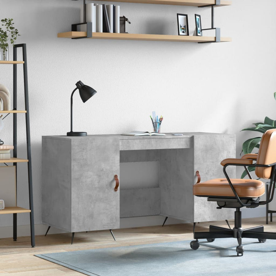 Bureau 140X50X75 Cm Bewerkt Hout Betongrijs