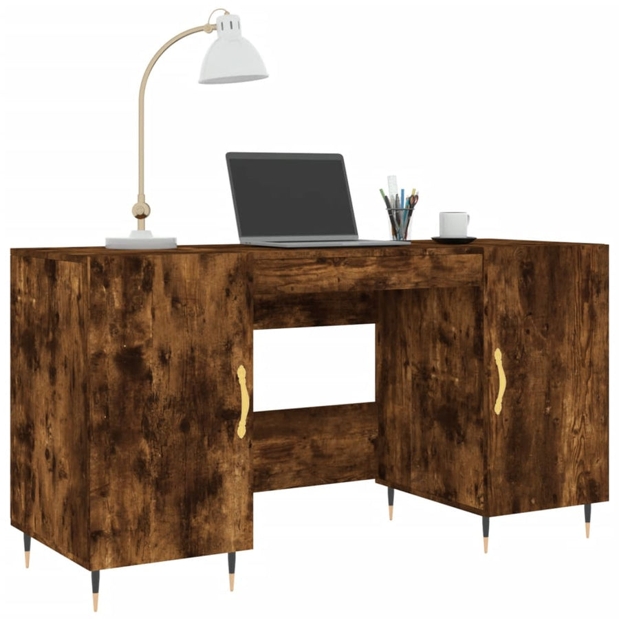 Bureau 140X50X75 Cm Bewerkt Hout Gerookt Eikenkleurig
