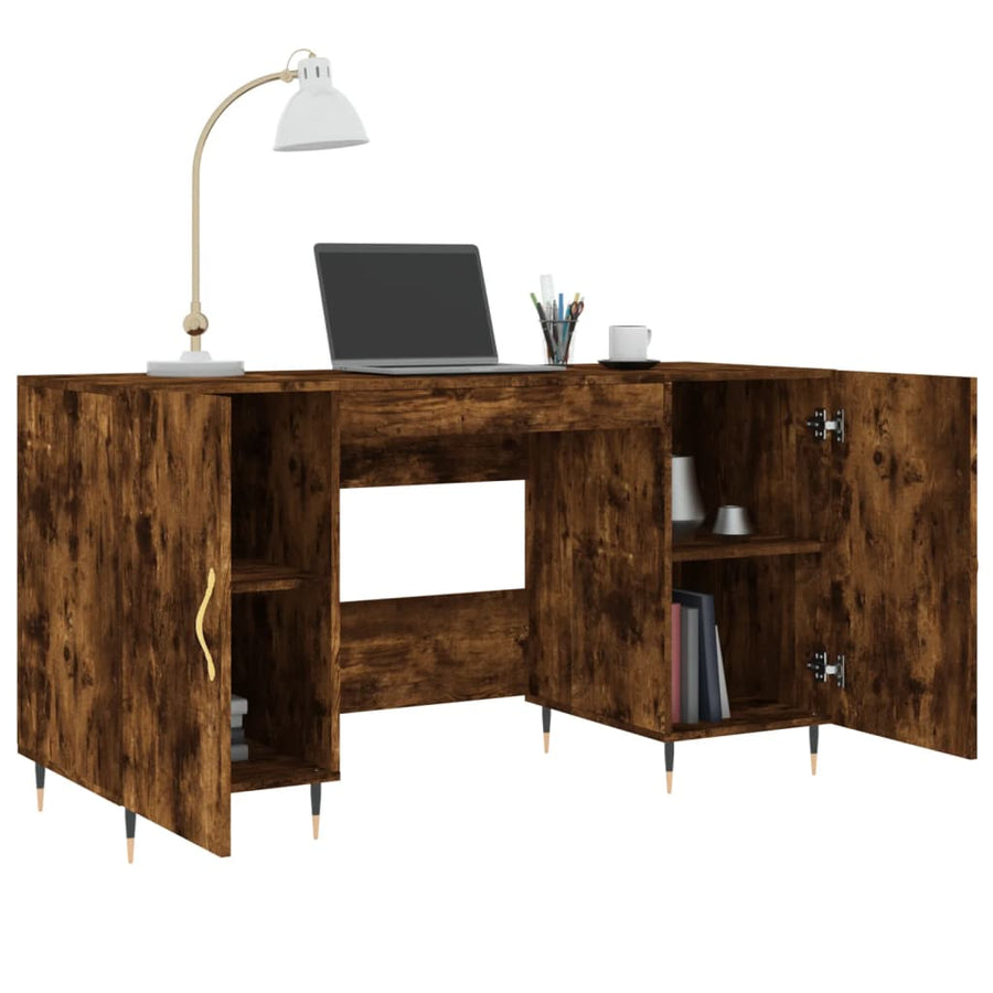 Bureau 140X50X75 Cm Bewerkt Hout Gerookt Eikenkleurig