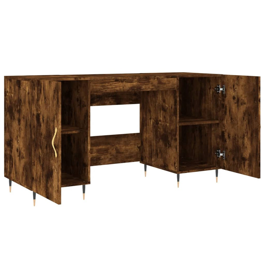 Bureau 140X50X75 Cm Bewerkt Hout Gerookt Eikenkleurig