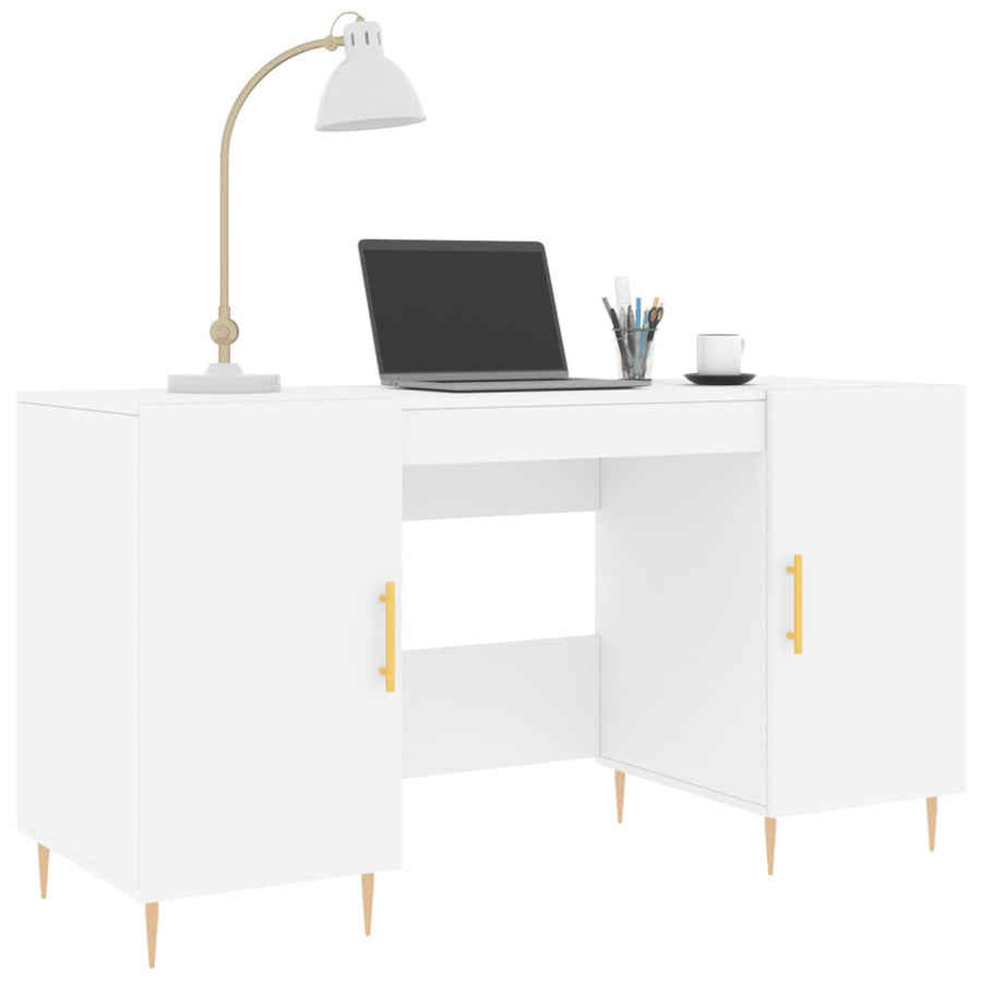Bureau 140X50X75 Cm Bewerkt Hout Wit