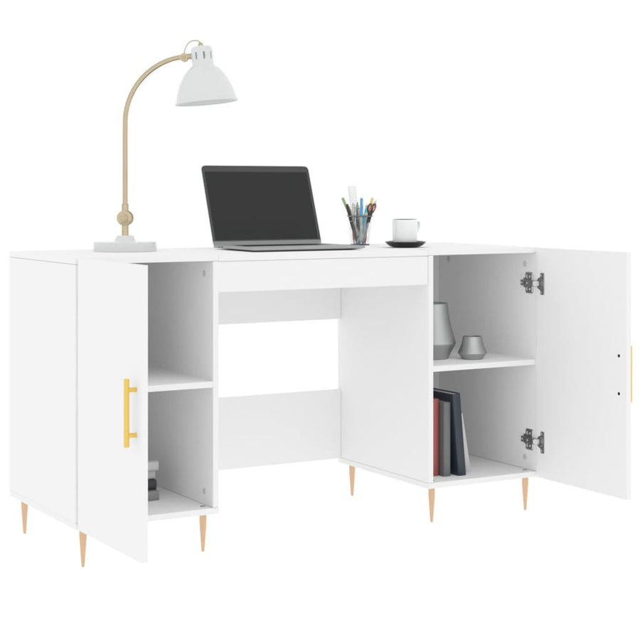 Bureau 140X50X75 Cm Bewerkt Hout Wit