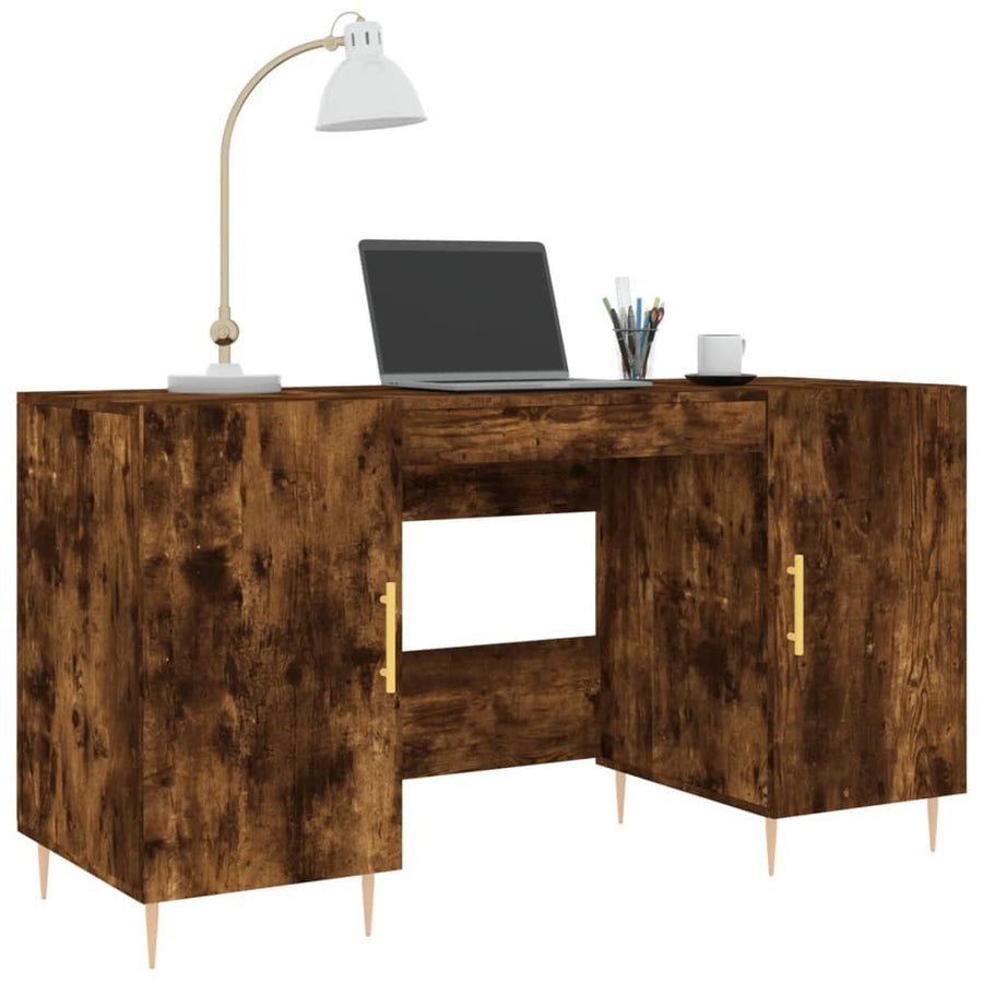 Bureau 140X50X75 Cm Bewerkt Hout Kleurig Gerookt eiken