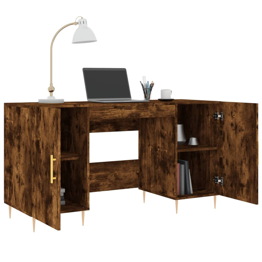 Bureau 140X50X75 Cm Bewerkt Hout Kleurig Gerookt eiken
