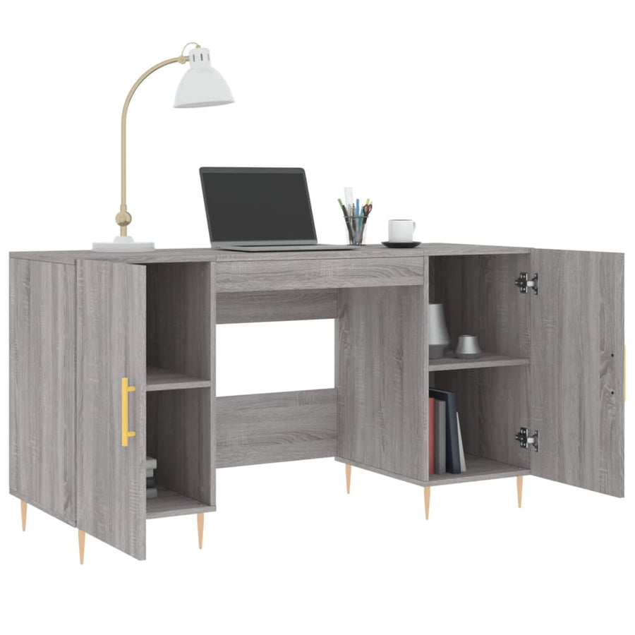 Bureau 140X50X75 Cm Bewerkt Hout Eikenkleurig Grijs sonoma