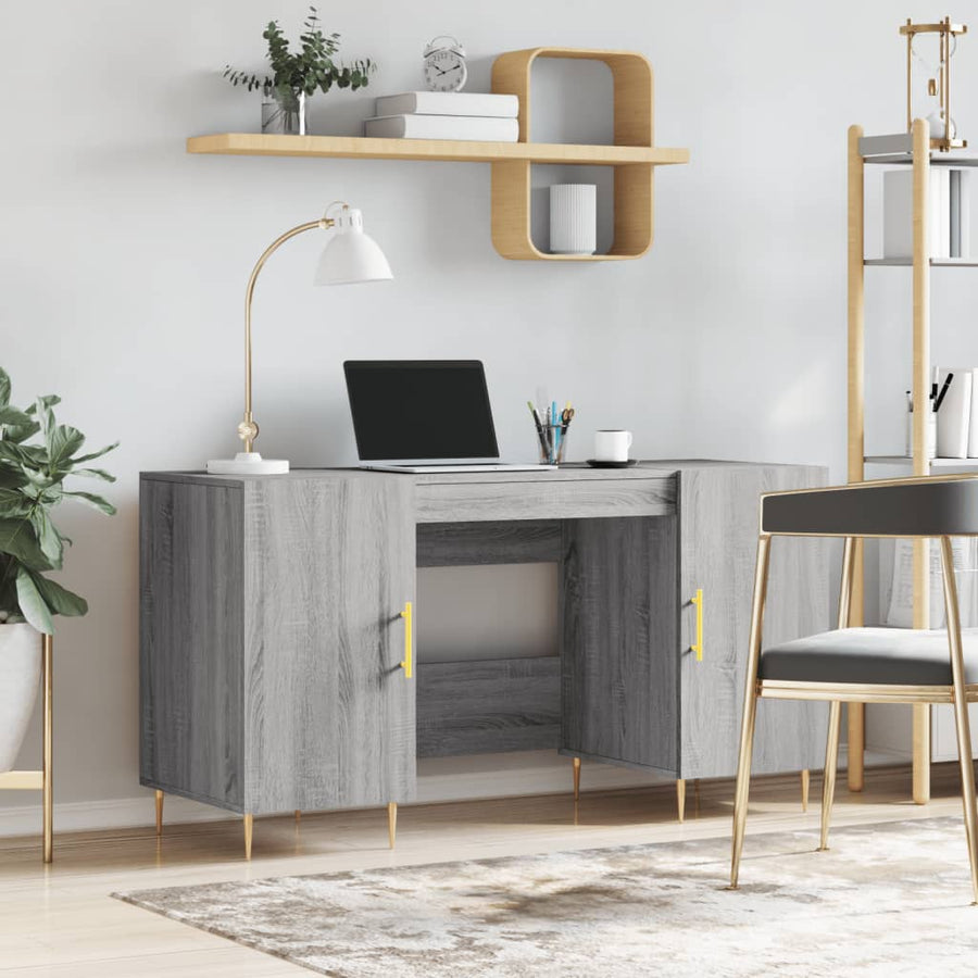 Bureau 140X50X75 Cm Bewerkt Hout Eikenkleurig Grijs sonoma