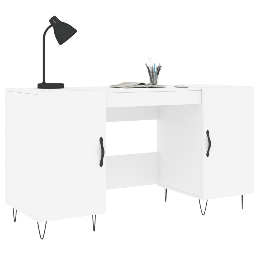 Bureau 140X50X75 Cm Bewerkt Hout Wit
