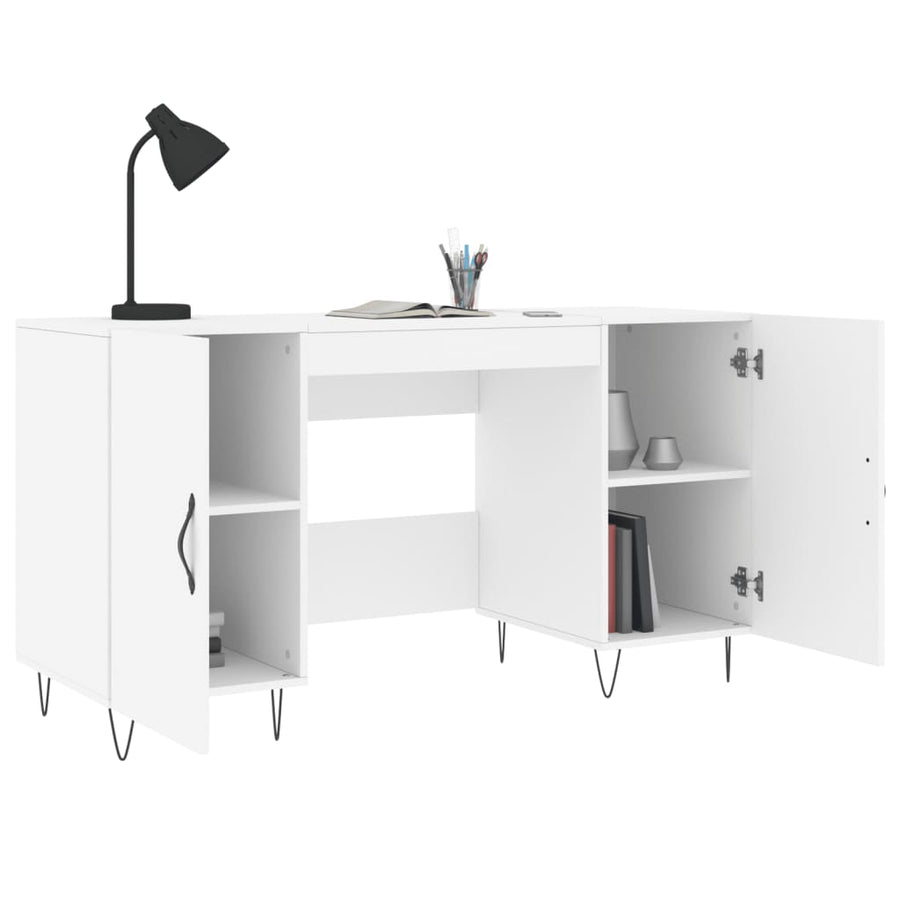 Bureau 140X50X75 Cm Bewerkt Hout Wit