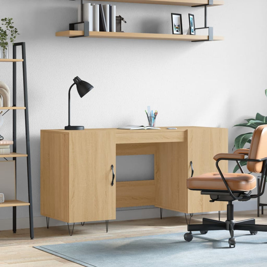 Bureau 140X50X75 Cm Bewerkt Hout Sonoma Eikenkleurig