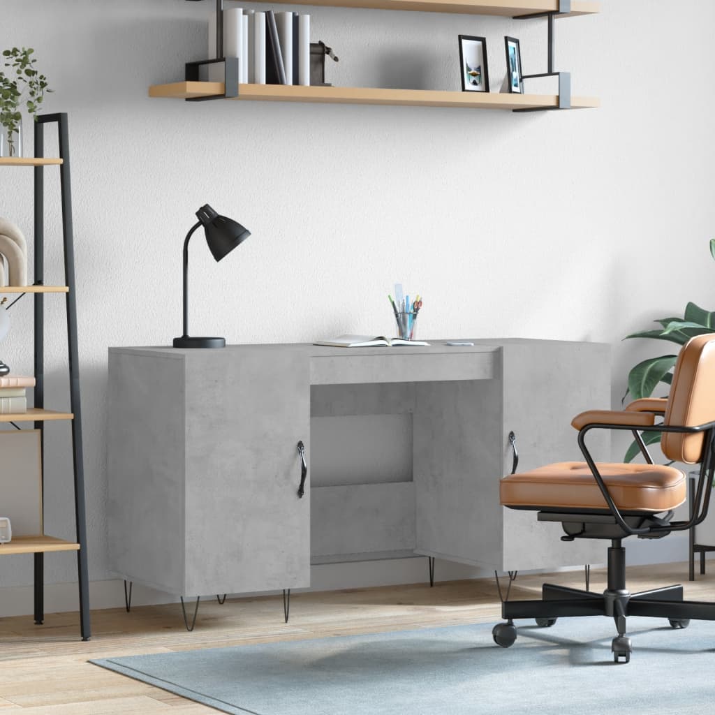 Bureau 140X50X75 Cm Bewerkt Hout Betongrijs
