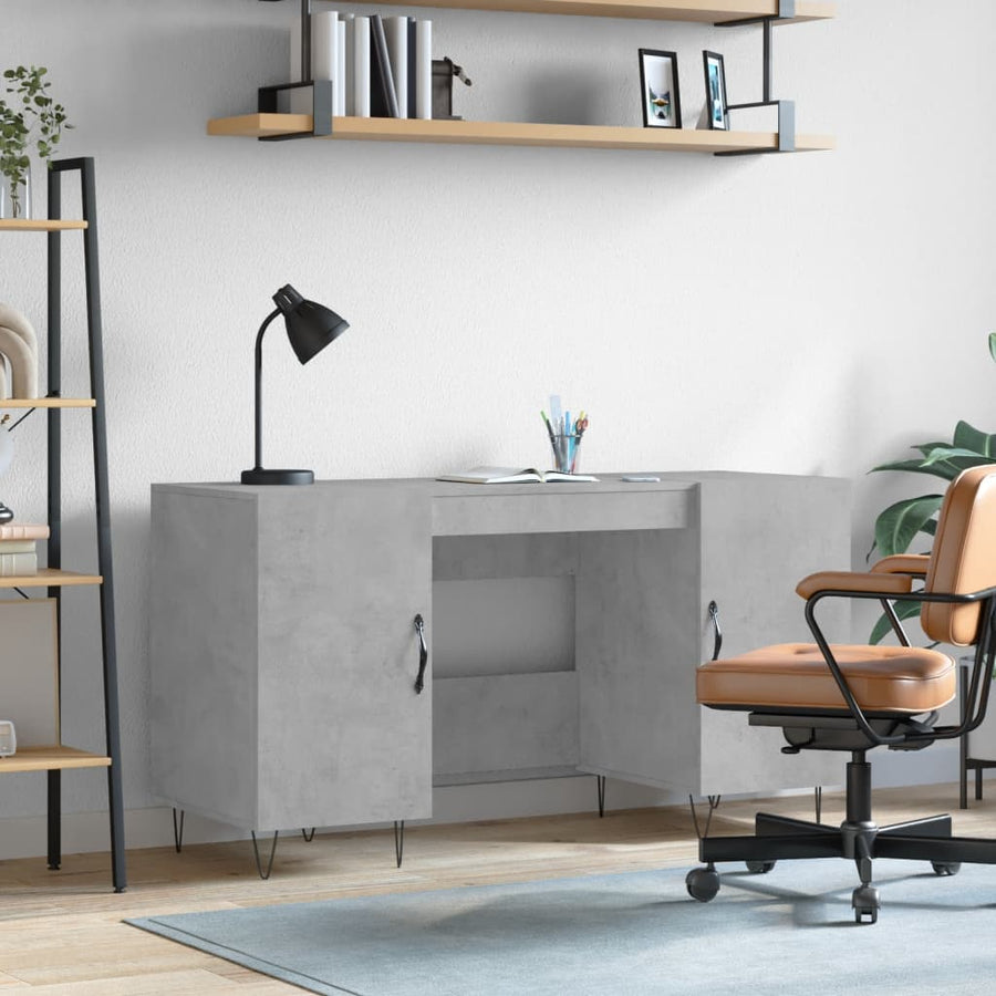 Bureau 140X50X75 Cm Bewerkt Hout Betongrijs