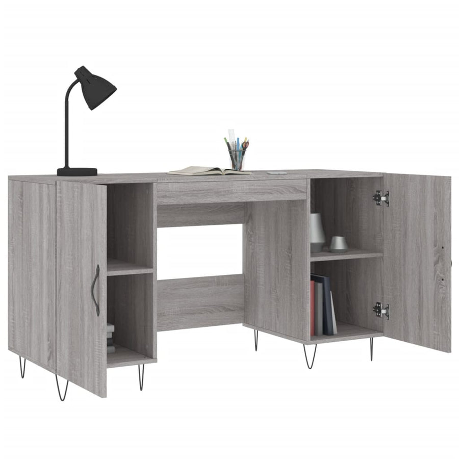 Bureau 140X50X75 Cm Bewerkt Hout Grijs Sonoma Eikenkleurig