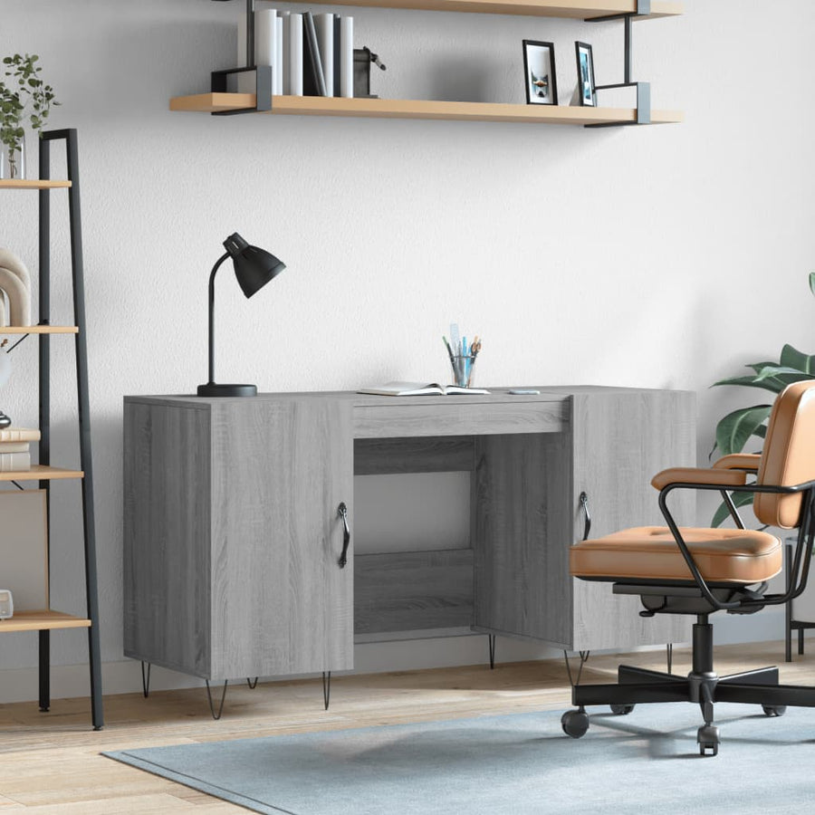 Bureau 140X50X75 Cm Bewerkt Hout Grijs Sonoma Eikenkleurig
