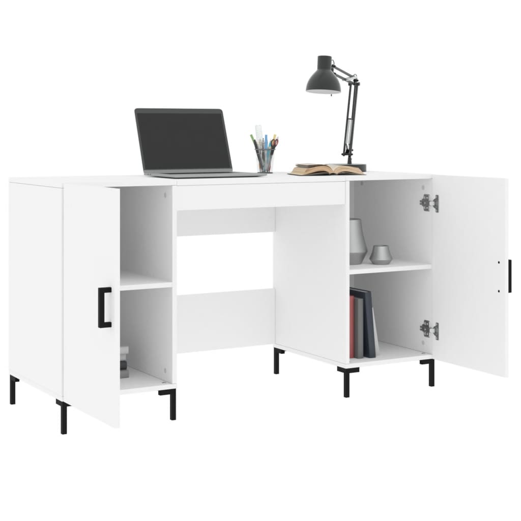 Bureau 140X50X75 Cm Bewerkt Hout Wit