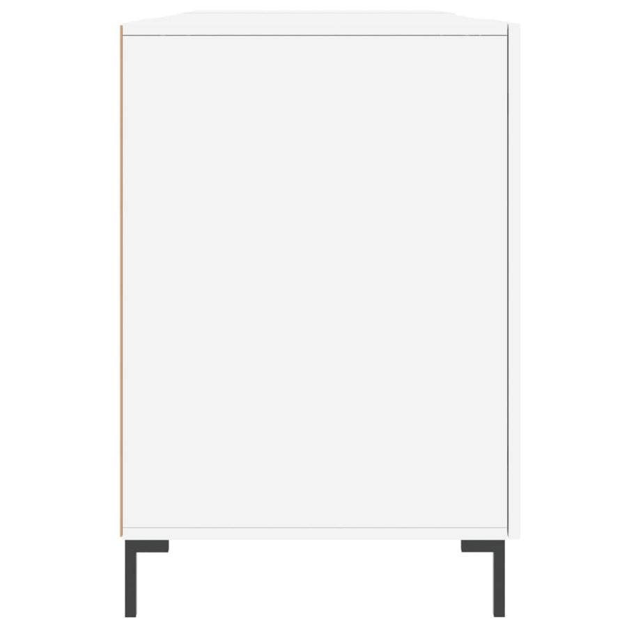 Bureau 140X50X75 Cm Bewerkt Hout Hoogglans Wit