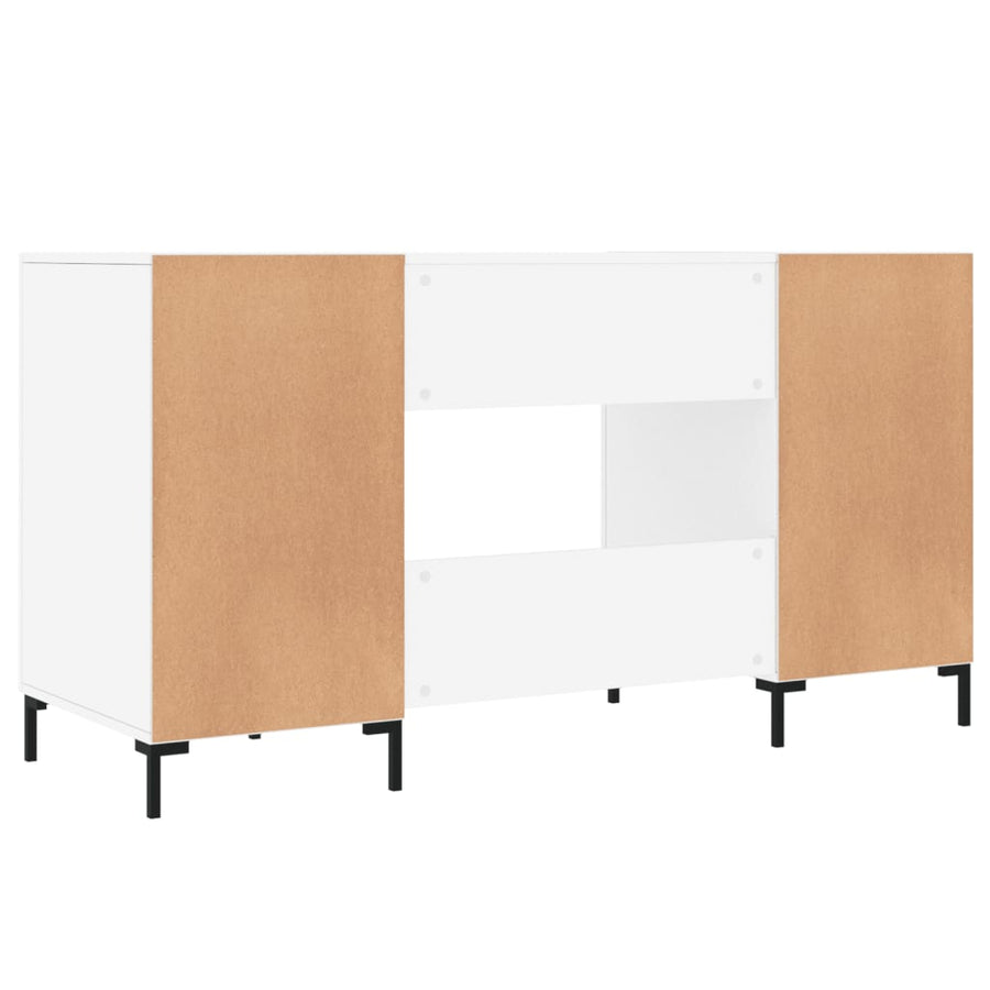 Bureau 140X50X75 Cm Bewerkt Hout Hoogglans Wit