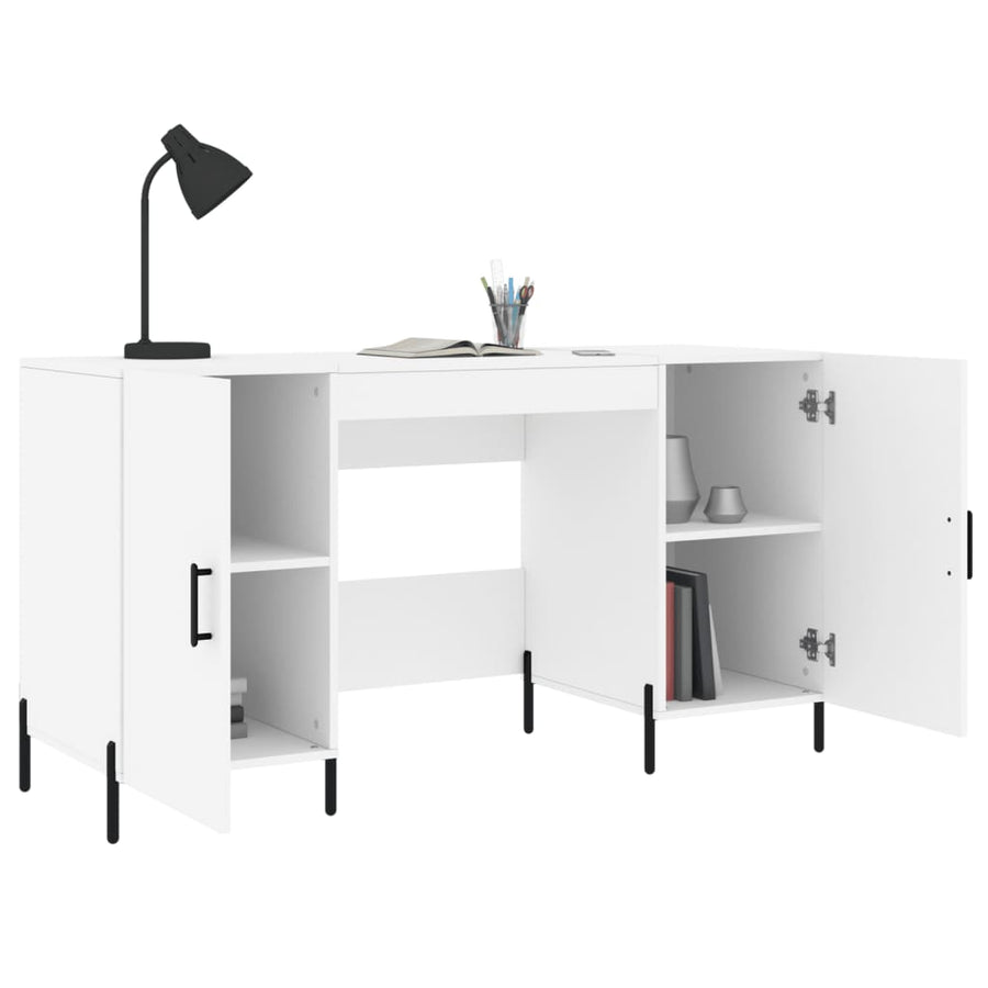 Bureau 140X50X75 Cm Bewerkt Hout Wit