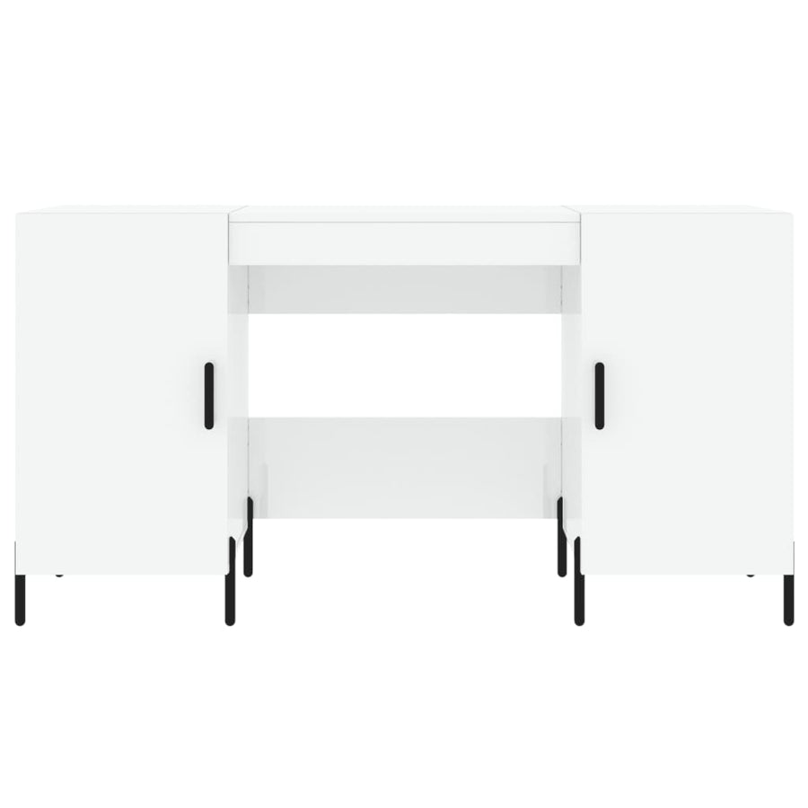 Bureau 140X50X75 Cm Bewerkt Hout Hoogglans Wit