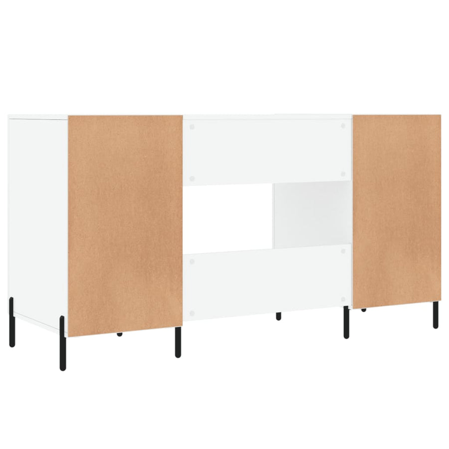Bureau 140X50X75 Cm Bewerkt Hout Hoogglans Wit