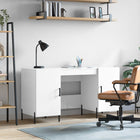 Desk 140x50x75 cm engineered wood high gloss white