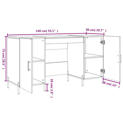 Bureau 140X50X75 Cm Bewerkt Hout Betongrijs