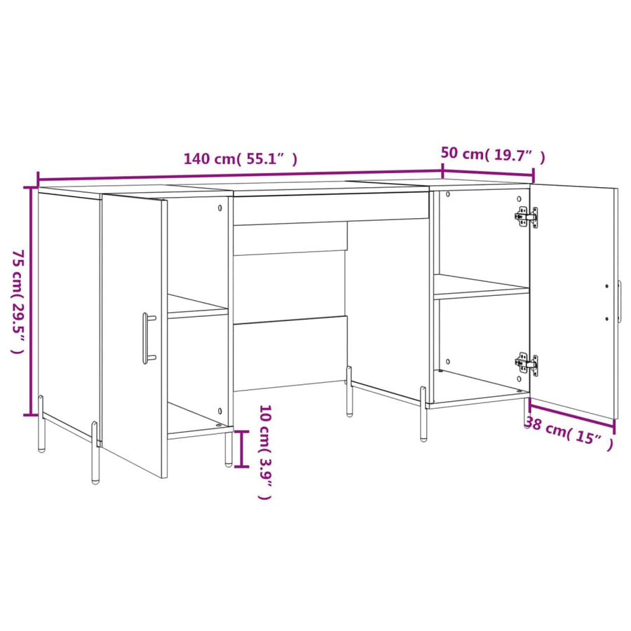 Bureau 140X50X75 Cm Bewerkt Hout Betongrijs