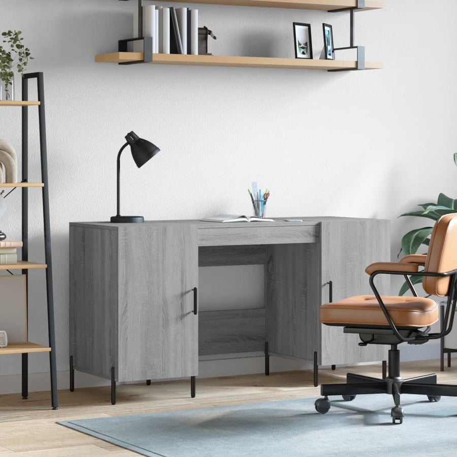 Bureau 140X50X75 Cm Bewerkt Hout Grijs Sonoma Eikenkleurig