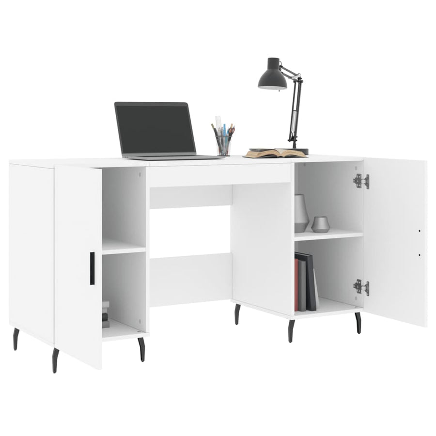 Bureau 140X50X75 Cm Bewerkt Hout Wit