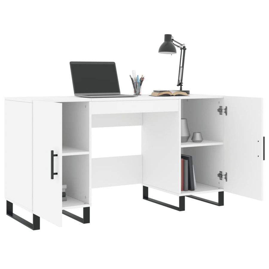 Bureau 140X50X75 Cm Bewerkt Hout Wit