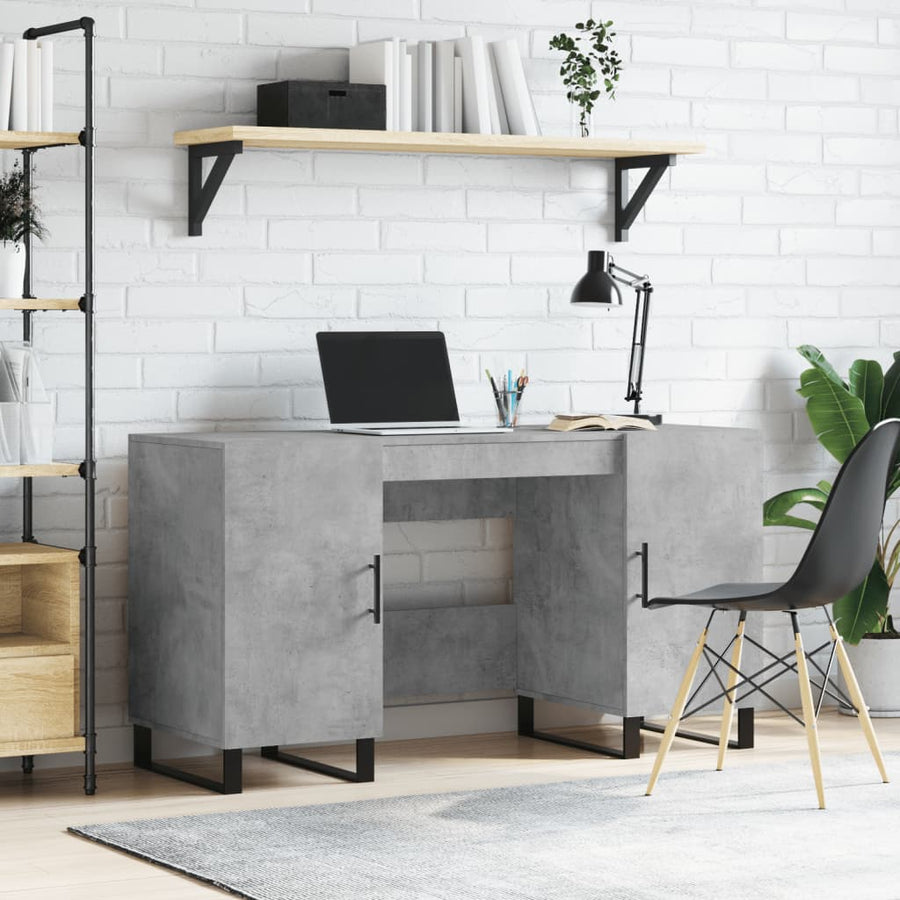 Bureau 140X50X75 Cm Bewerkt Hout Betongrijs