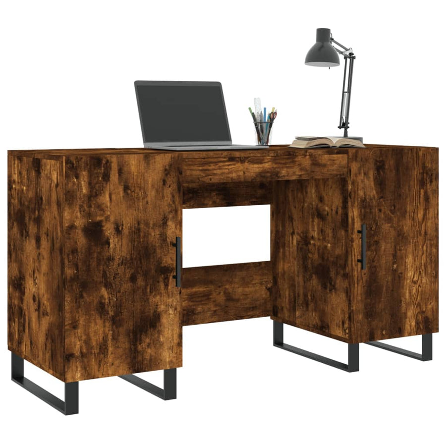 Bureau 140X50X75 Cm Bewerkt Hout Gerookt Eikenkleurig