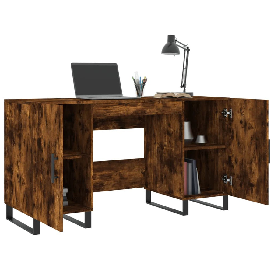 Bureau 140X50X75 Cm Bewerkt Hout Gerookt Eikenkleurig