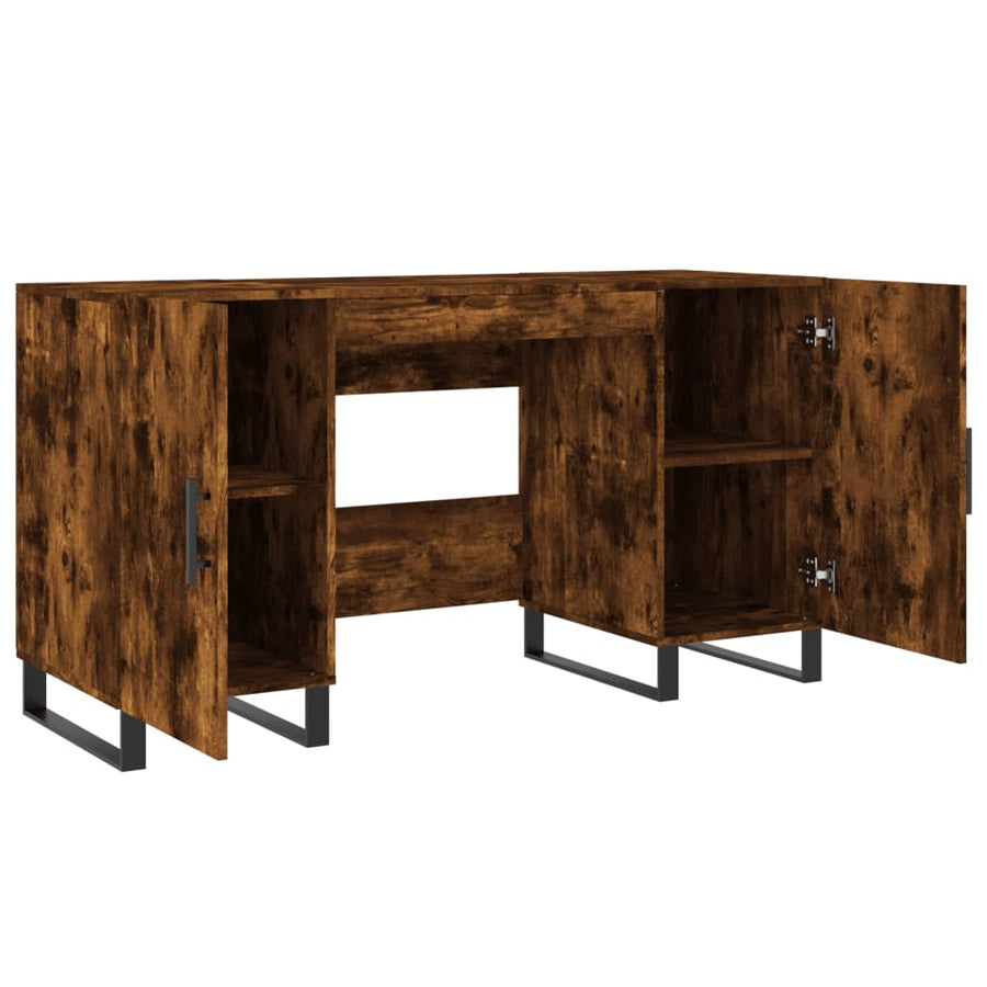 Bureau 140X50X75 Cm Bewerkt Hout Gerookt Eikenkleurig
