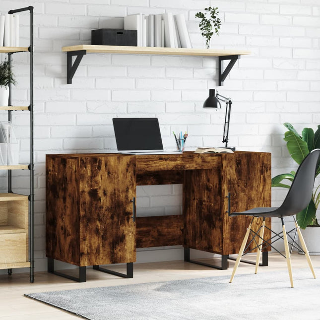 Bureau 140X50X75 Cm Bewerkt Hout Gerookt Eikenkleurig