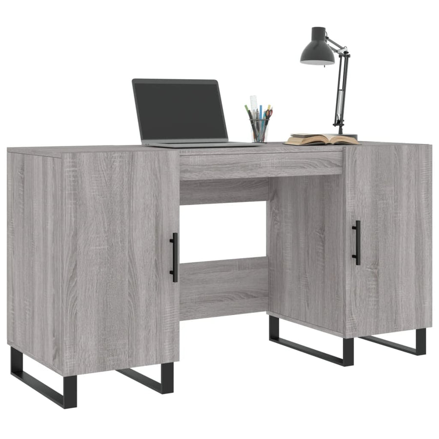 Bureau 140X50X75 Cm Bewerkt Hout Eikenkleurig Grijs sonoma