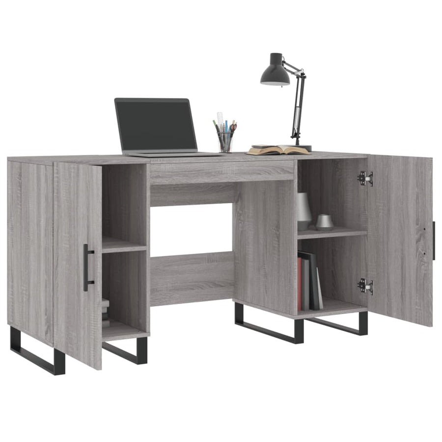 Bureau 140X50X75 Cm Bewerkt Hout Eikenkleurig Grijs sonoma