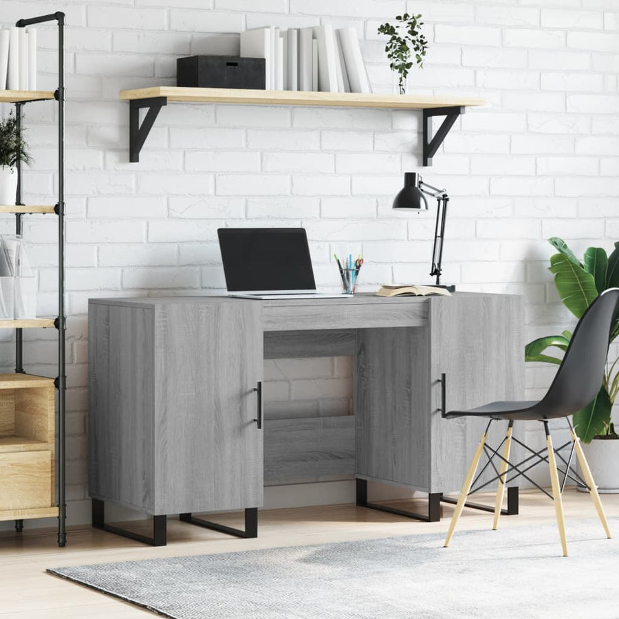 Bureau 140X50X75 Cm Bewerkt Hout Eikenkleurig Grijs sonoma