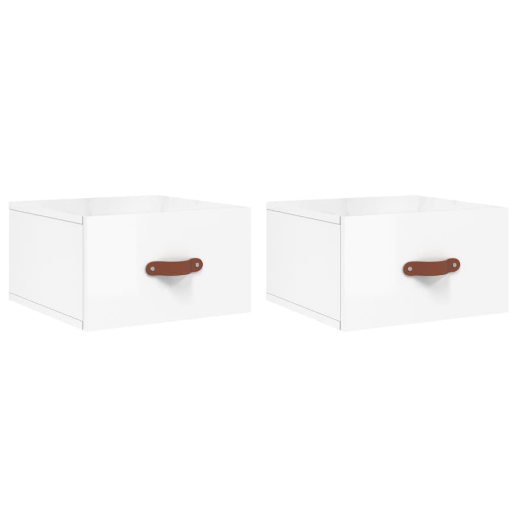Nachtkastjes 2 St Wandgemonteerd 35X35X20 Cm Hoogglans Wit