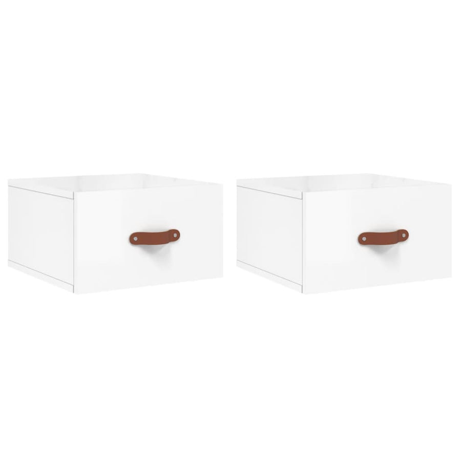 Nachtkastjes 2 St Wandgemonteerd 35X35X20 Cm Hoogglans Wit