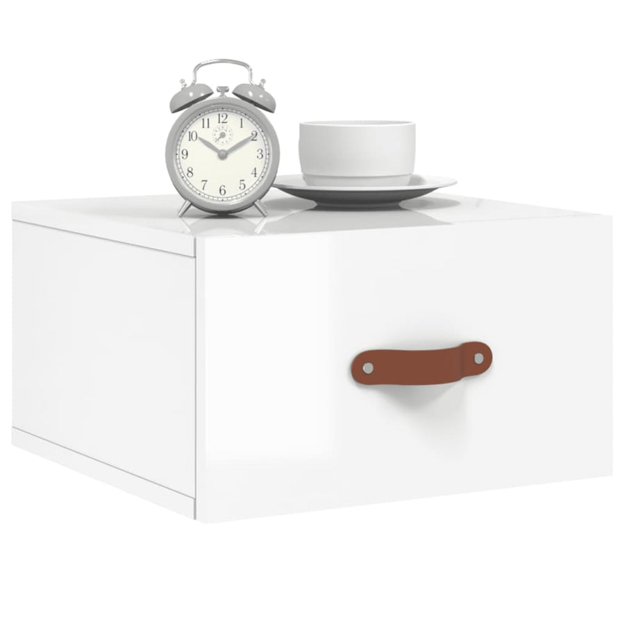 Nachtkastjes 2 St Wandgemonteerd 35X35X20 Cm Hoogglans Wit