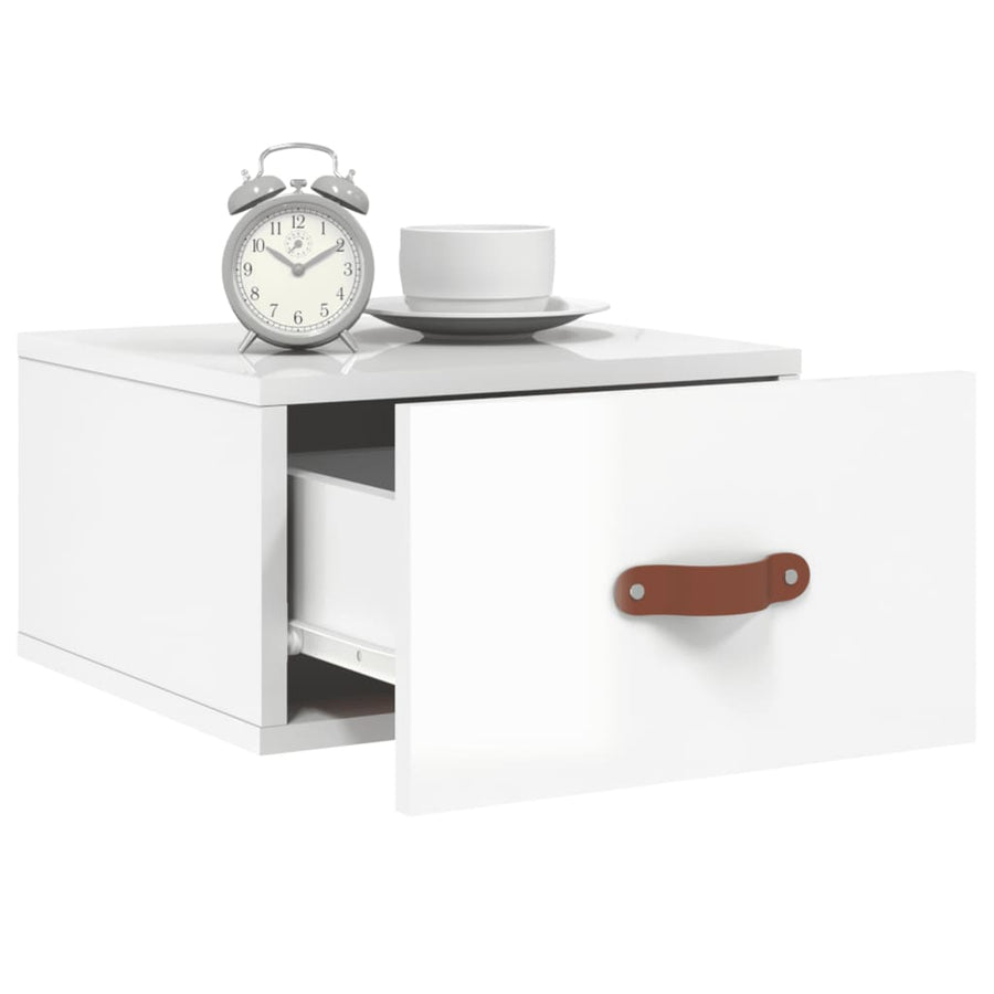 Nachtkastjes 2 St Wandgemonteerd 35X35X20 Cm Hoogglans Wit