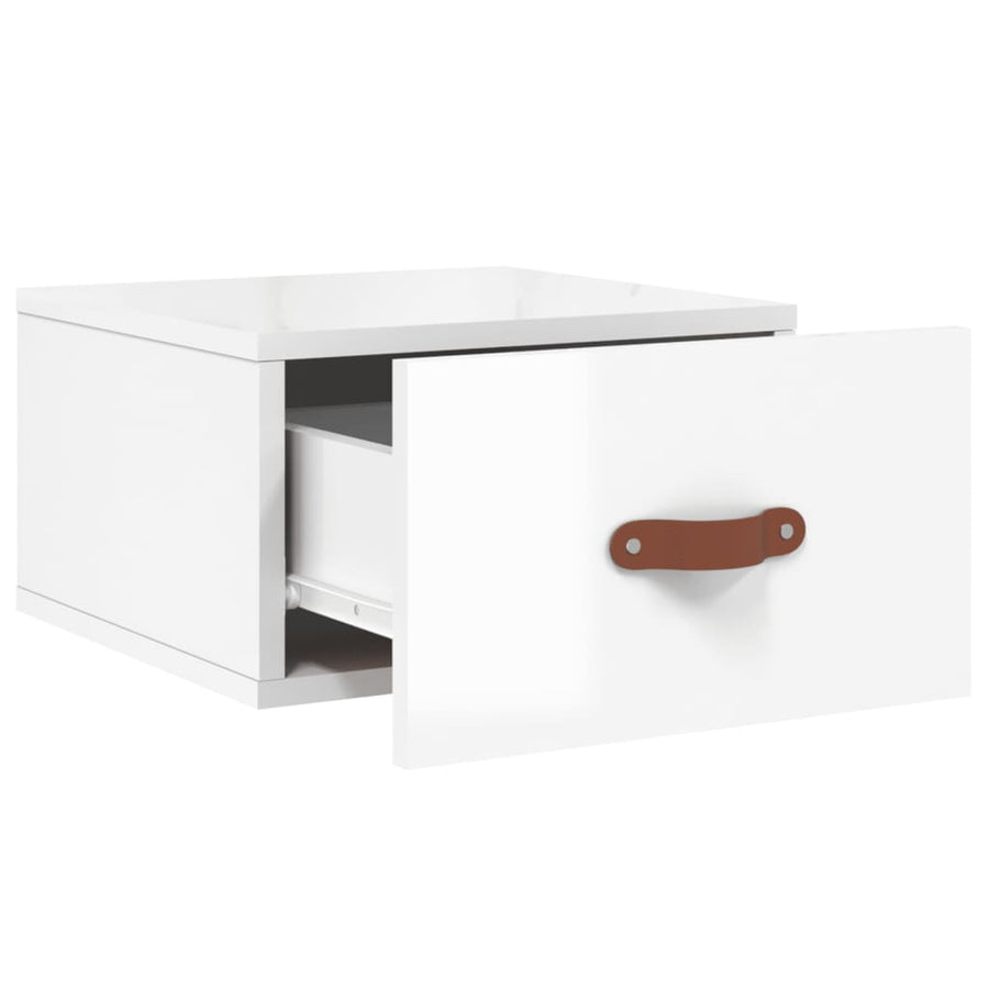 Nachtkastjes 2 St Wandgemonteerd 35X35X20 Cm Hoogglans Wit