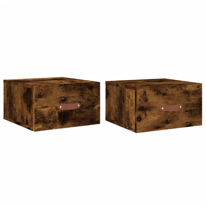 Nachtkastjes 2 St Wandgemonteerd 35X35X20 Cm Gerookt Eikenkleur