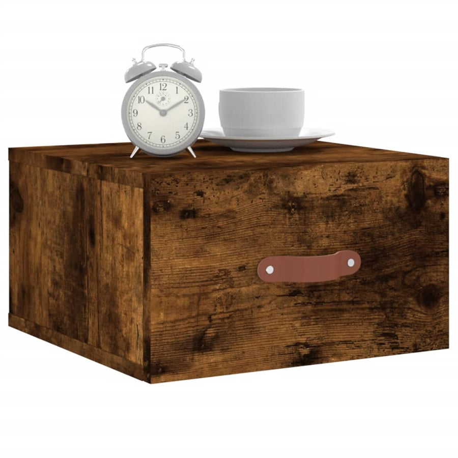 Nachtkastjes 2 St Wandgemonteerd 35X35X20 Cm Gerookt Eikenkleur