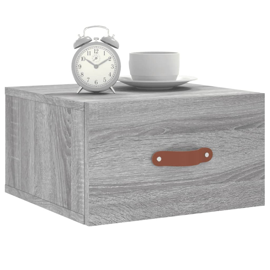 Nachtkastje Wandgemonteerd 35X35X20 Cm Eikenkleur 1 Grijs sonoma